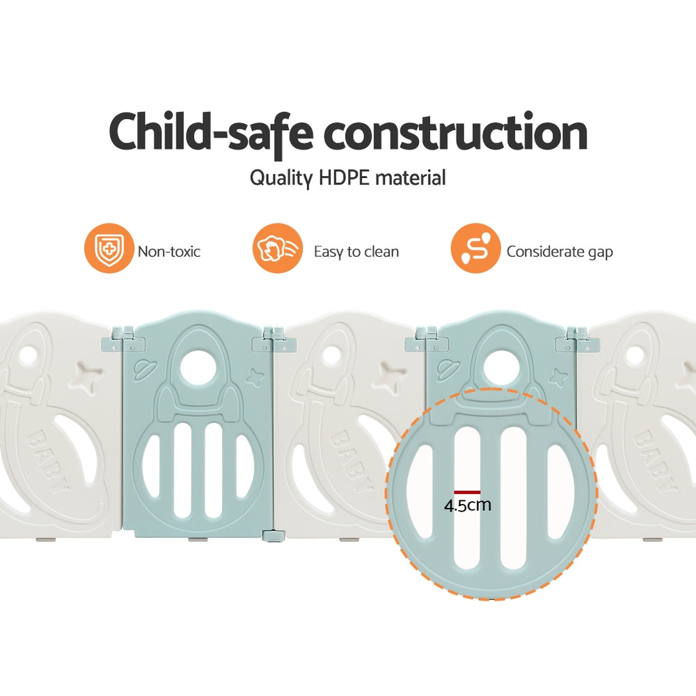 Baby Playpen 16 Panels Foldable Toddler Fence Safety Play Activity Barrier - SM Everyday Living