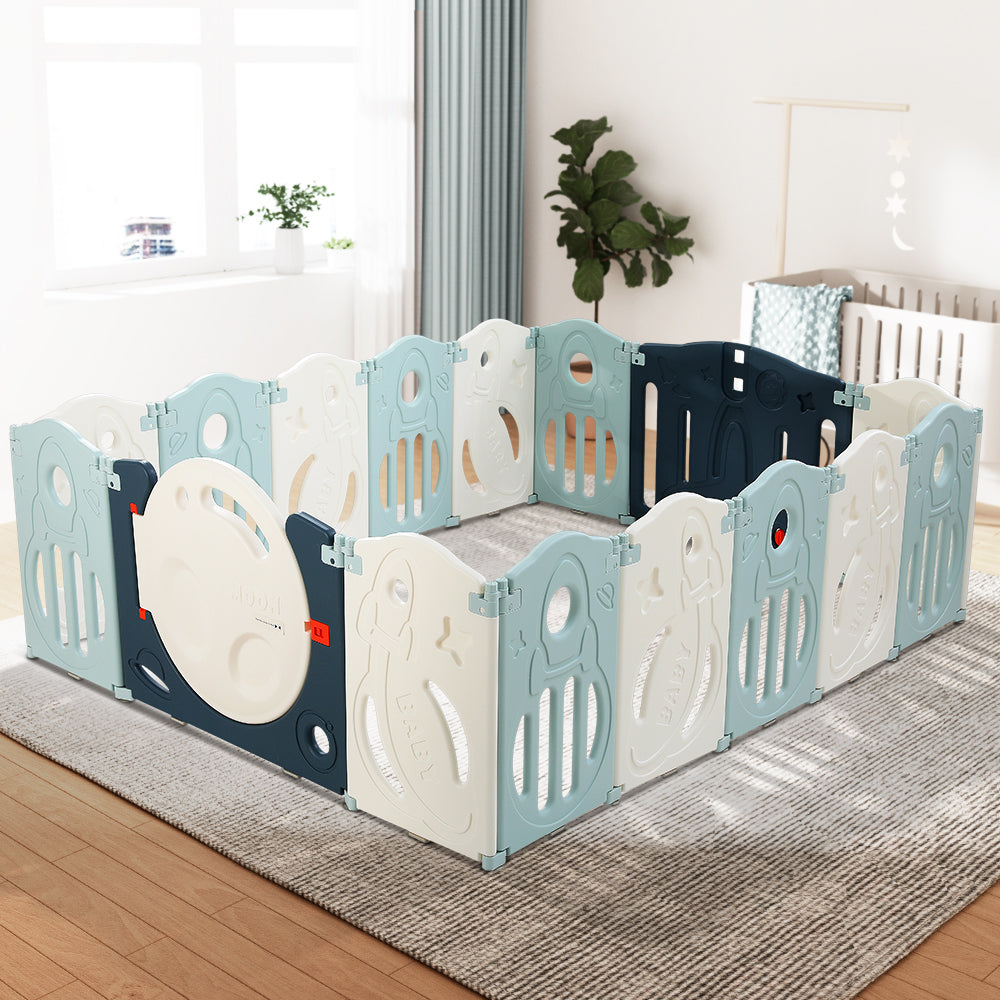 Baby Playpen 16 Panels Foldable Toddler Fence Safety Play Activity Barrier - SM Everyday Living