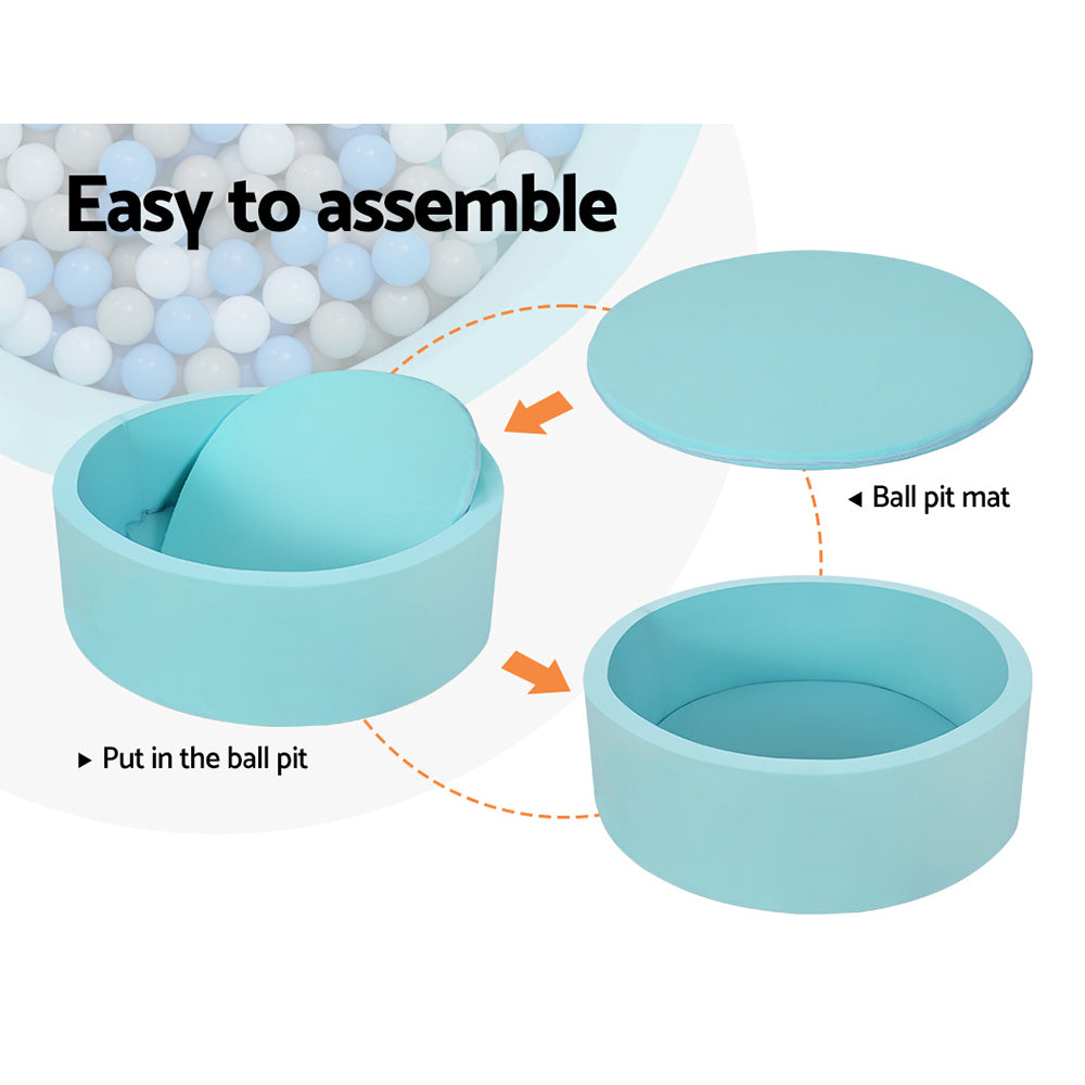 90X30cm Ocean Ball Pit Soft Baby Kids Play Pit + 200PCS Macaron Ocean Balloons Blue - SM Everyday Living