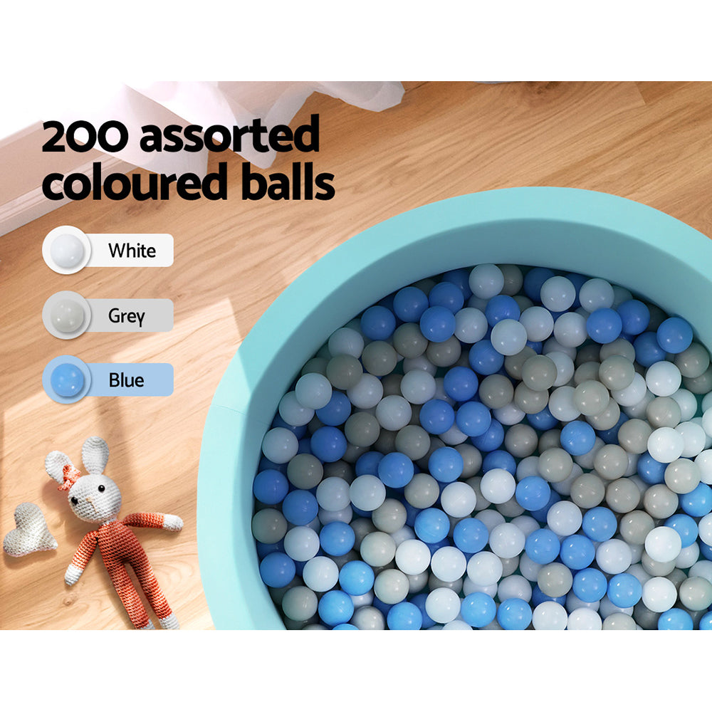 90X30cm Ocean Ball Pit Soft Baby Kids Play Pit + 200PCS Macaron Ocean Balloons Blue - SM Everyday Living
