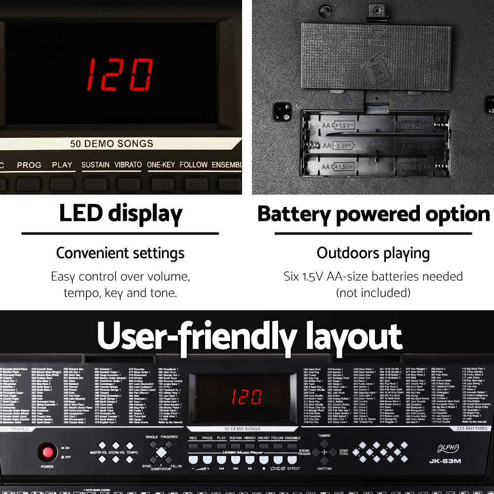 61 Keys Electronic Piano Keyboard LED Electric