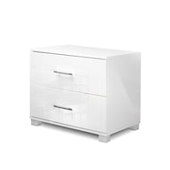 High Gloss Two Drawers Bedside Table - White