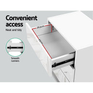 Tables Side Table RGB LED Lamp 3 Drawers Nightstand Gloss White