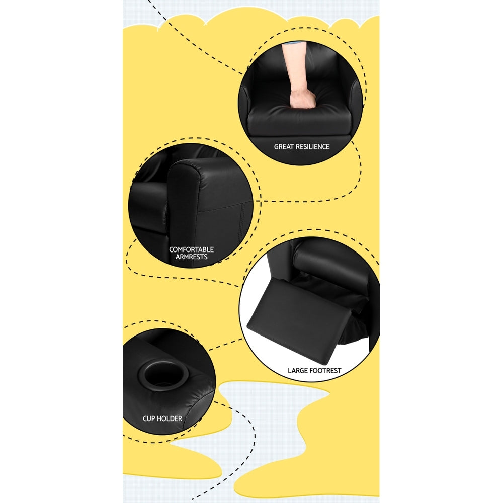 Kids Recliner Chair PU Leather Black