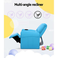 Kids Recliner Chair PU Leather Blue