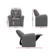 Kids Recliner Chair PU Leather Grey