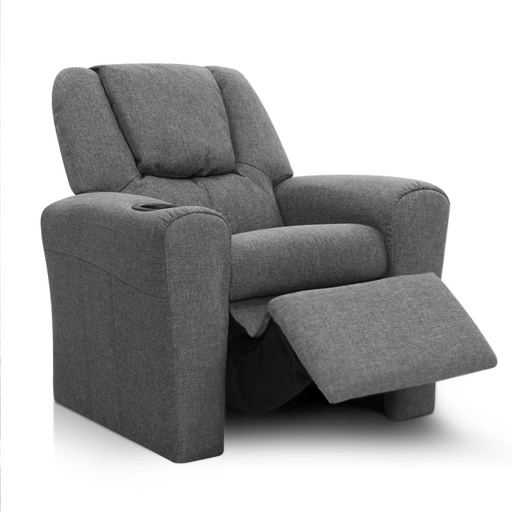 Kids Recliner Chair PU Leather Grey