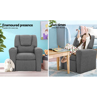 Kids Recliner Chair PU Leather Grey