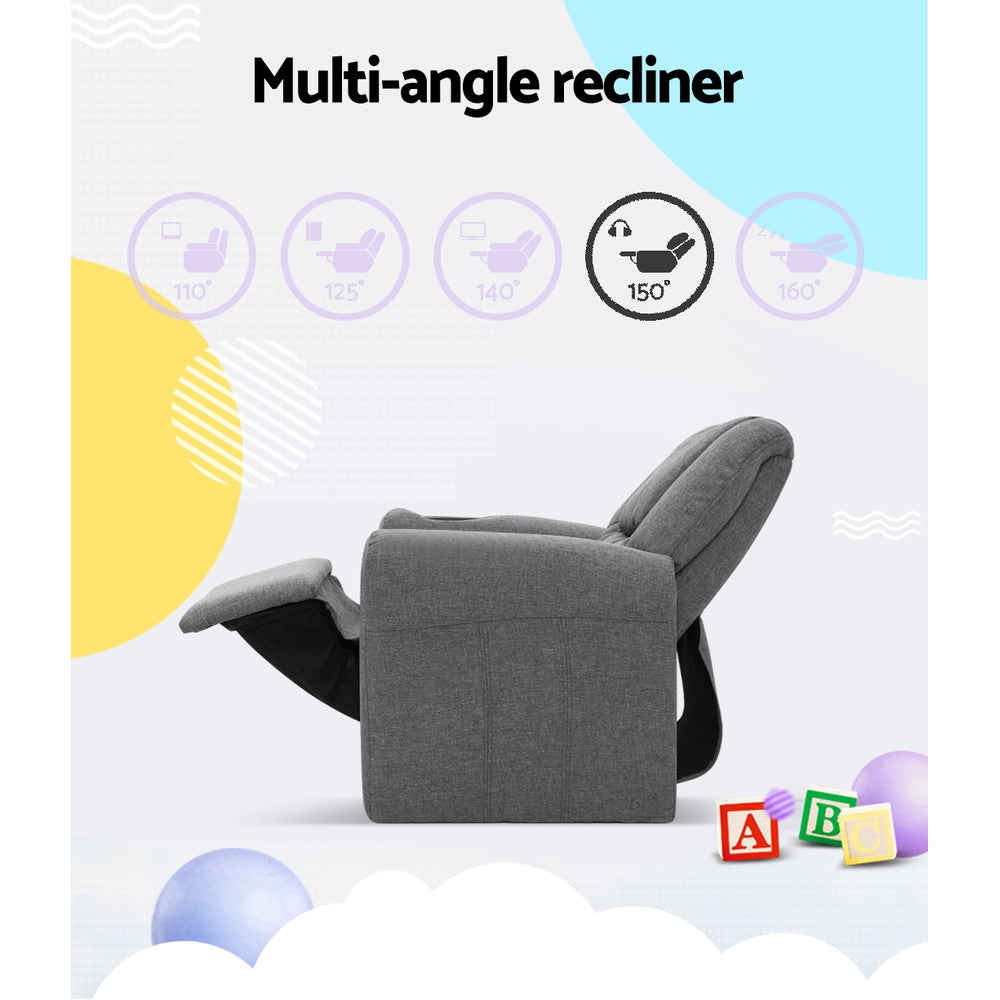 Kids Recliner Chair PU Leather Grey