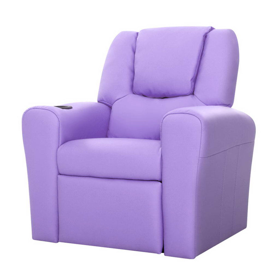 Kids Recliner Chair PU Leather Purple