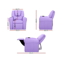 Kids Recliner Chair PU Leather Purple