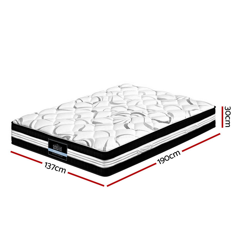 Bedding Mykonos Euro Top Pocket Spring Mattress 30cm Thick Double
