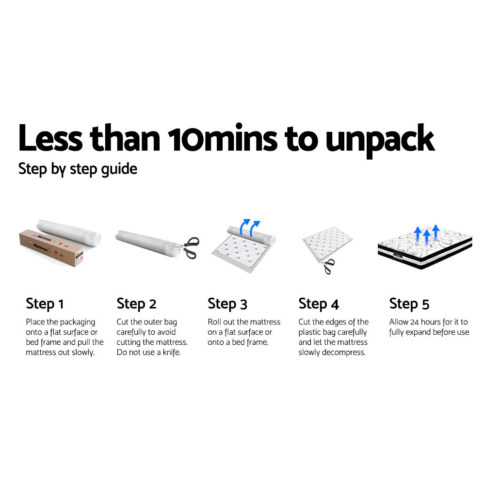 Bedding Mykonos Euro Top Pocket Spring Mattress 30cm Thick Double