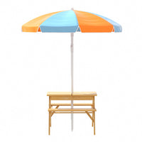 Kids Outdoor Table and Chairs Picnic Bench Set Umbrella Water Sand Pit Box - SM Everyday Living