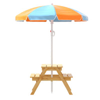 Kids Outdoor Table and Chairs Picnic Bench Set Umbrella Water Sand Pit Box - SM Everyday Living