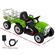 Ride On Car Tractor Trailer Electric Cars 12V Battery Green - SM Everyday Living
