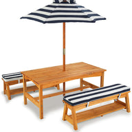 Kids Outdoor Table and Chairs Picnic Bench Set Umbrella Water Sand Pit Box