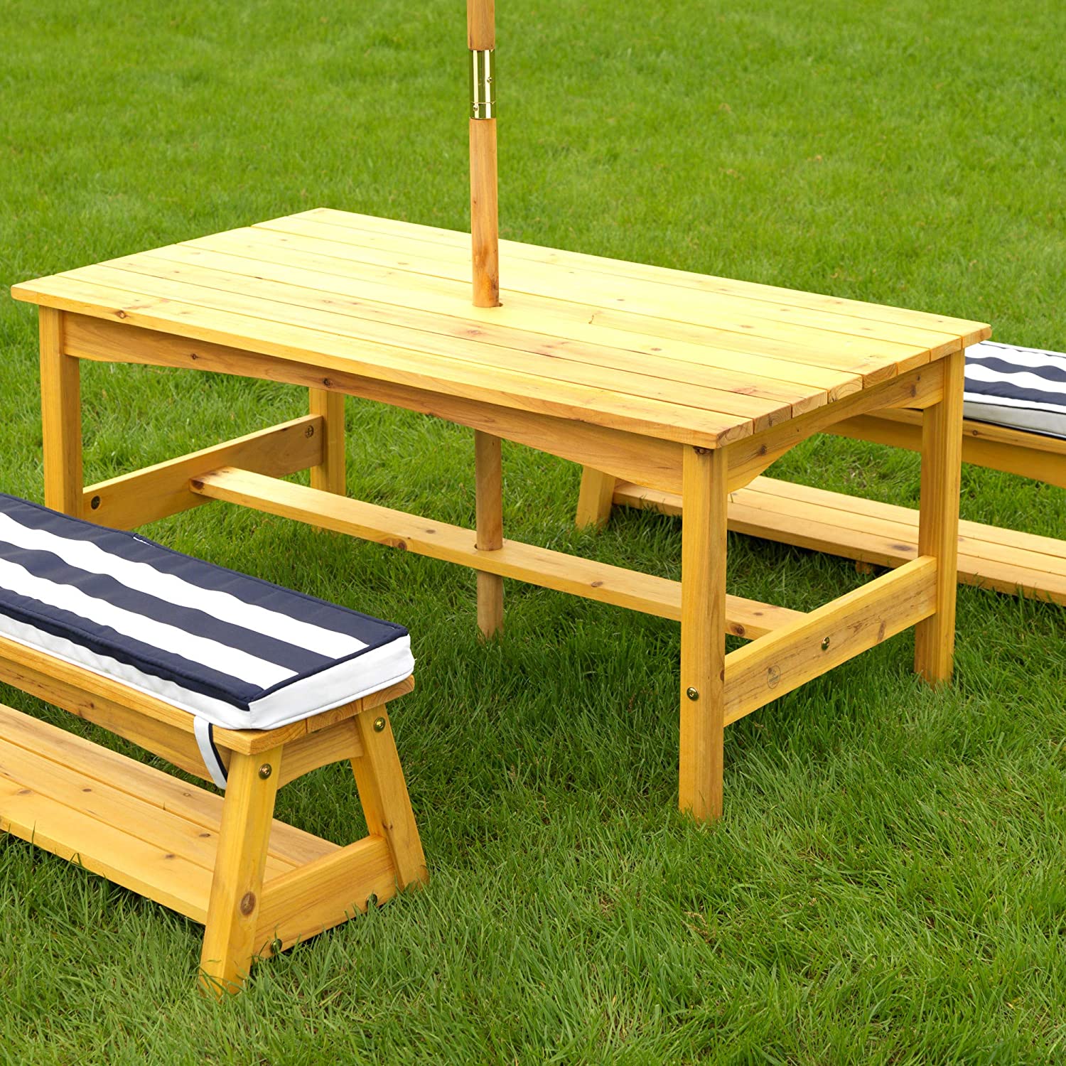 Kids Outdoor Table and Chairs Picnic Bench Set Umbrella Water Sand Pit Box