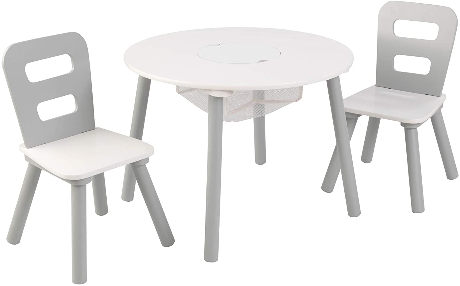 Round Table and 2 Chair Set (Gray)