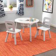 Round Table and 2 Chair Set (Gray)