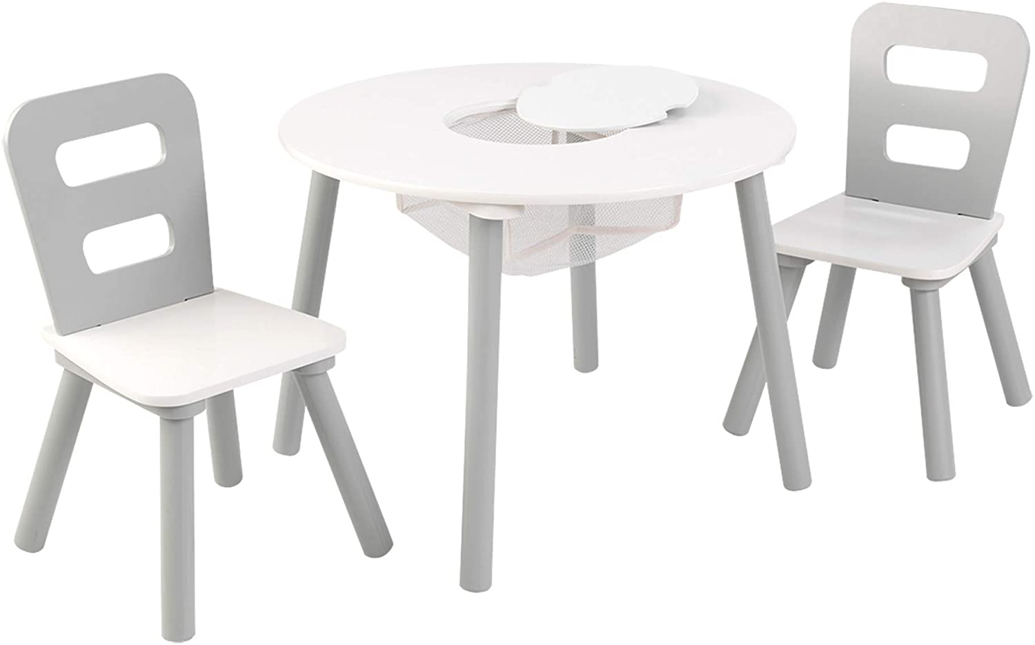 Round Table and 2 Chair Set (Gray)