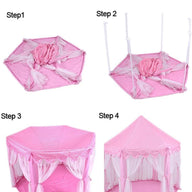 Princess Indoor Playhouse Toy Play Tent for Kids Toddlers with Mat Floor and Carry Bag (Pink)