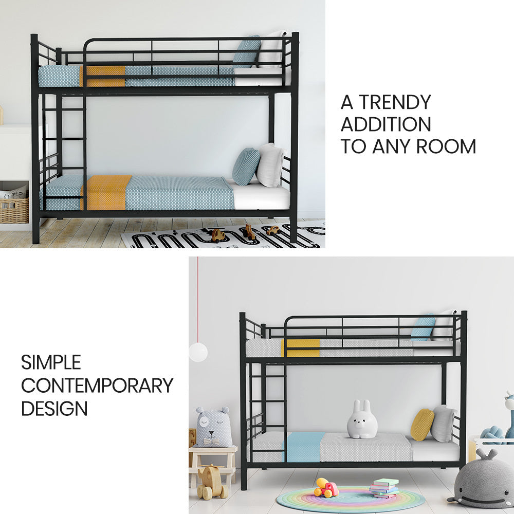 2in1 King Single Metal Bunk Bed Frame Grey