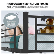2in1 King Single Metal Bunk Bed Frame Grey