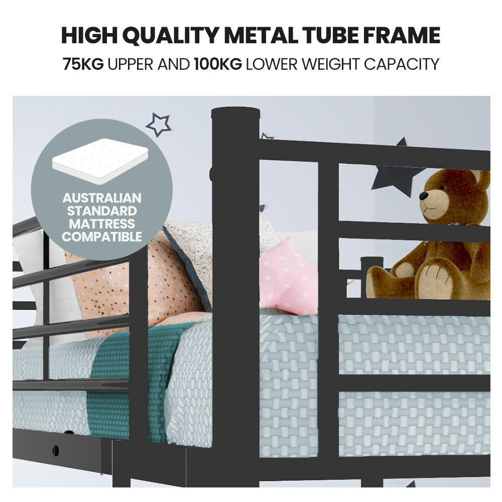 2in1 King Single Metal Bunk Bed Frame Grey