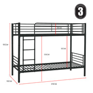 2in1 King Single Metal Bunk Bed Frame Grey