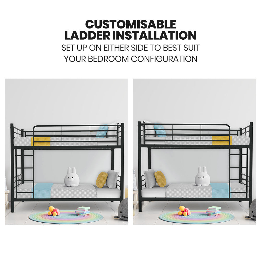 2in1 King Single Metal Bunk Bed Frame Grey