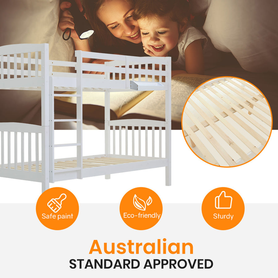 Slumber Wooden Kids Bunk Bed Frame White