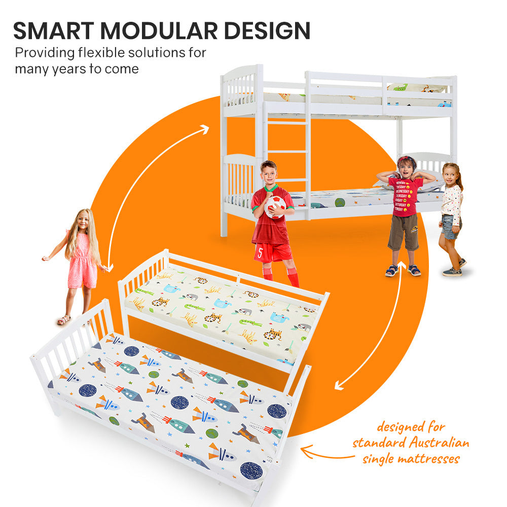 Slumber Wooden Kids Bunk Bed Frame White