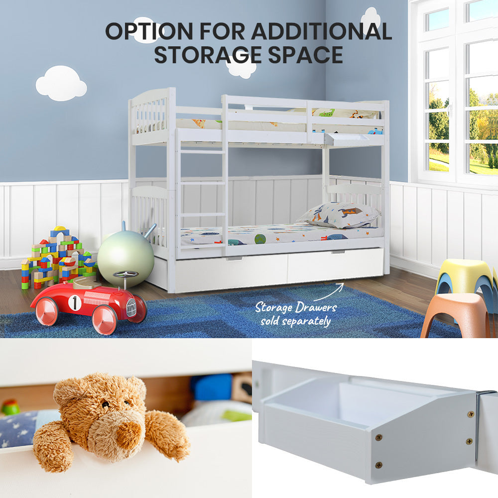Slumber Wooden Kids Bunk Bed Frame White