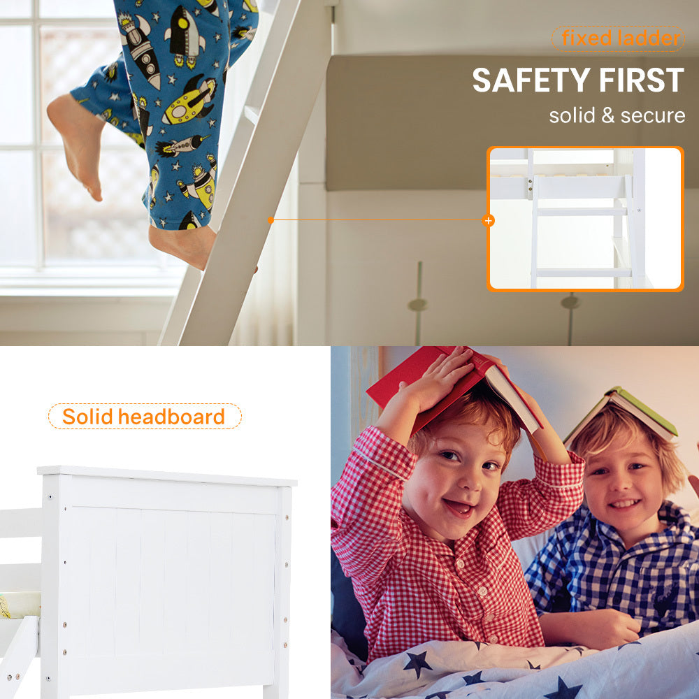 Slumber Wooden Kids Bunk Bed Frame White