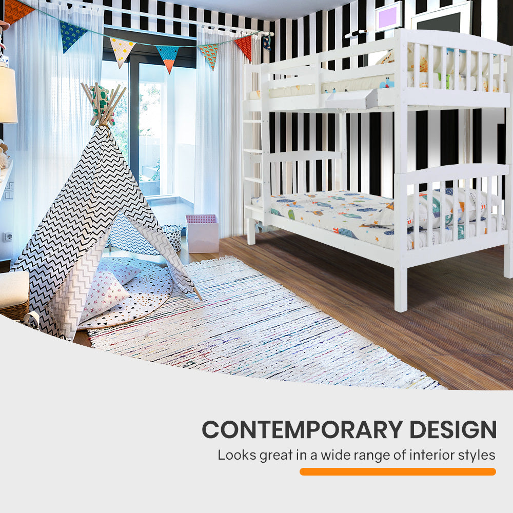Slumber Wooden Kids Bunk Bed Frame White