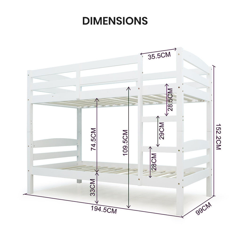 Bunk Bed Frame Single Wooden Wood