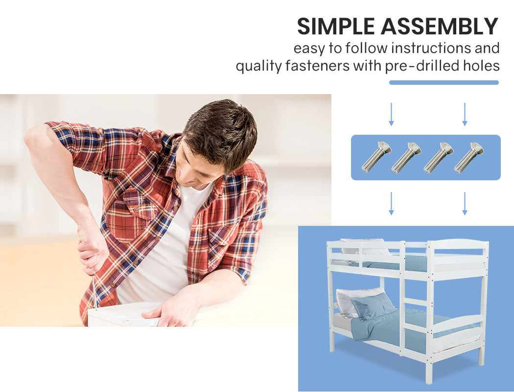Bunk Bed Frame Single Wooden Wood
