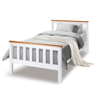 Single Wooden Bed Frame Base White Timber