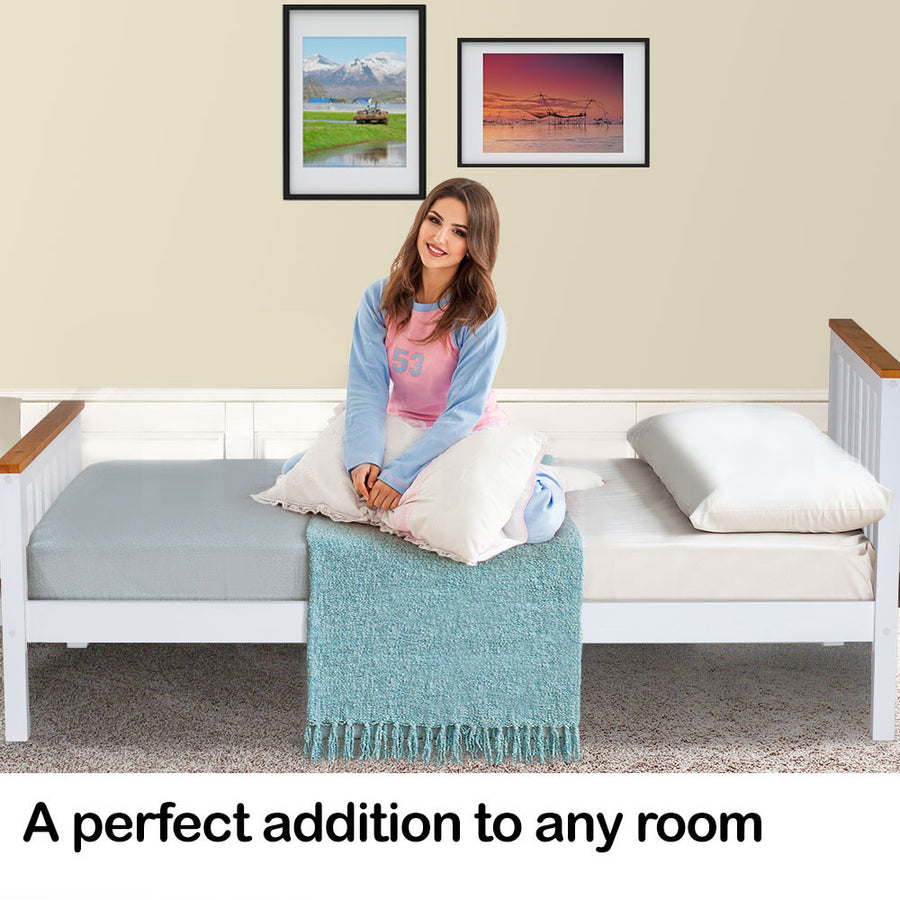 Single Wooden Bed Frame Base White Timber