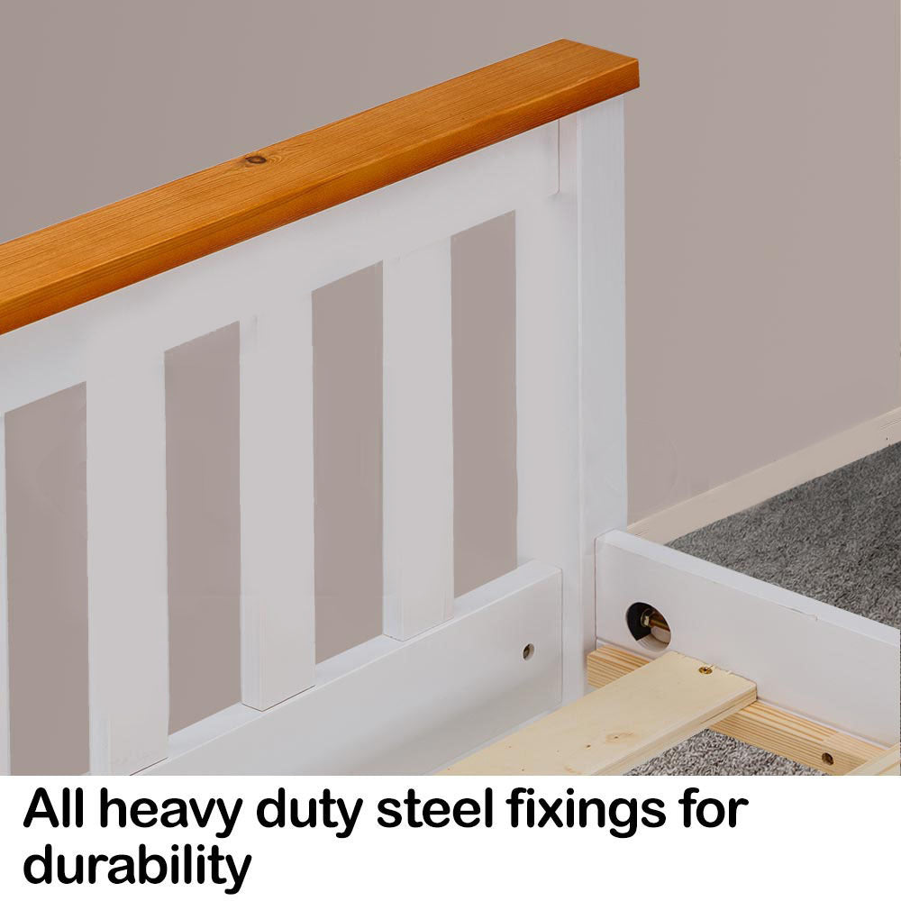 Single Wooden Bed Frame Base White Timber