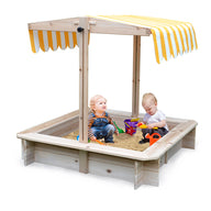 Sandpit Toy Box Canopy Wooden Outdoor Sand Pit Children Play Cover
