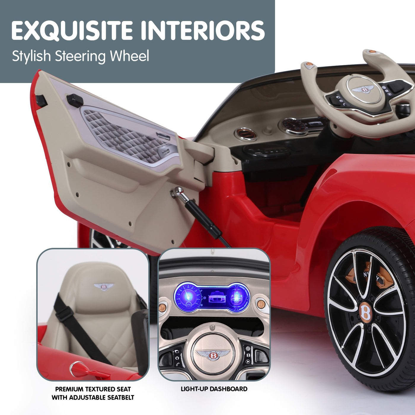 Bentley  6E Licensed Kids Ride On Electric Car Remote Control - Red