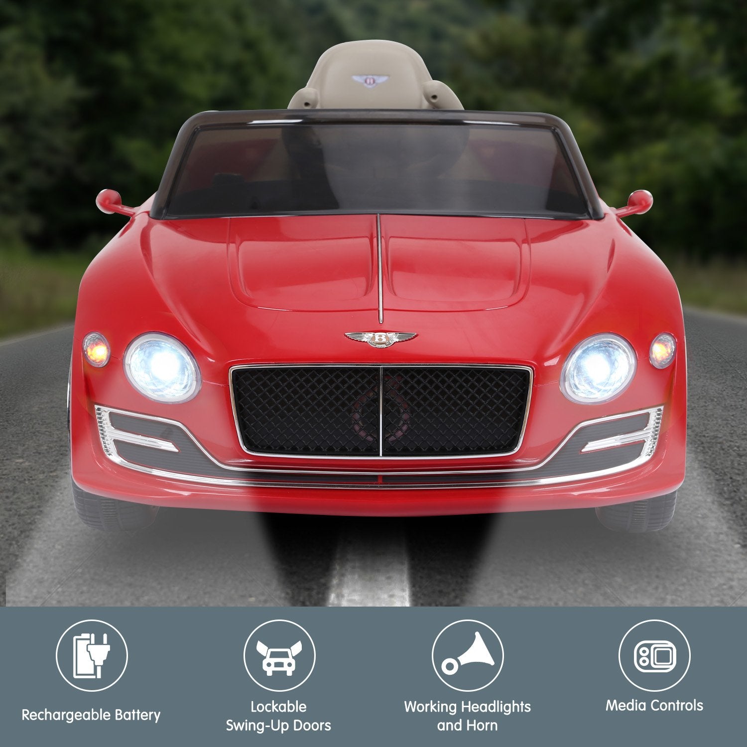 Bentley  6E Licensed Kids Ride On Electric Car Remote Control - Red