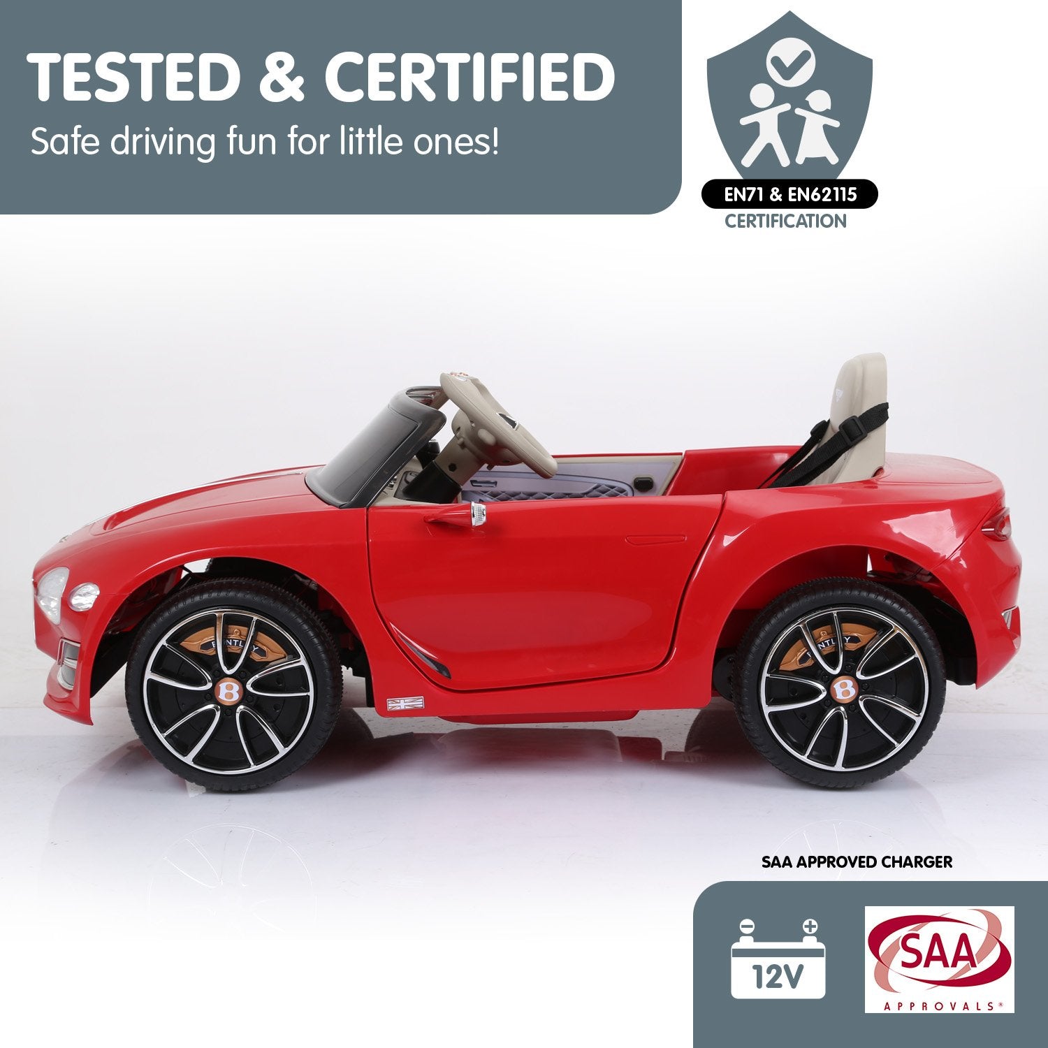 Bentley  6E Licensed Kids Ride On Electric Car Remote Control - Red
