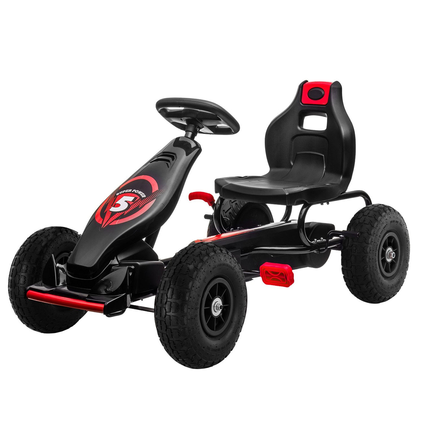 Kids Ride On Pedal Powered Go Kart Racing Style - Red