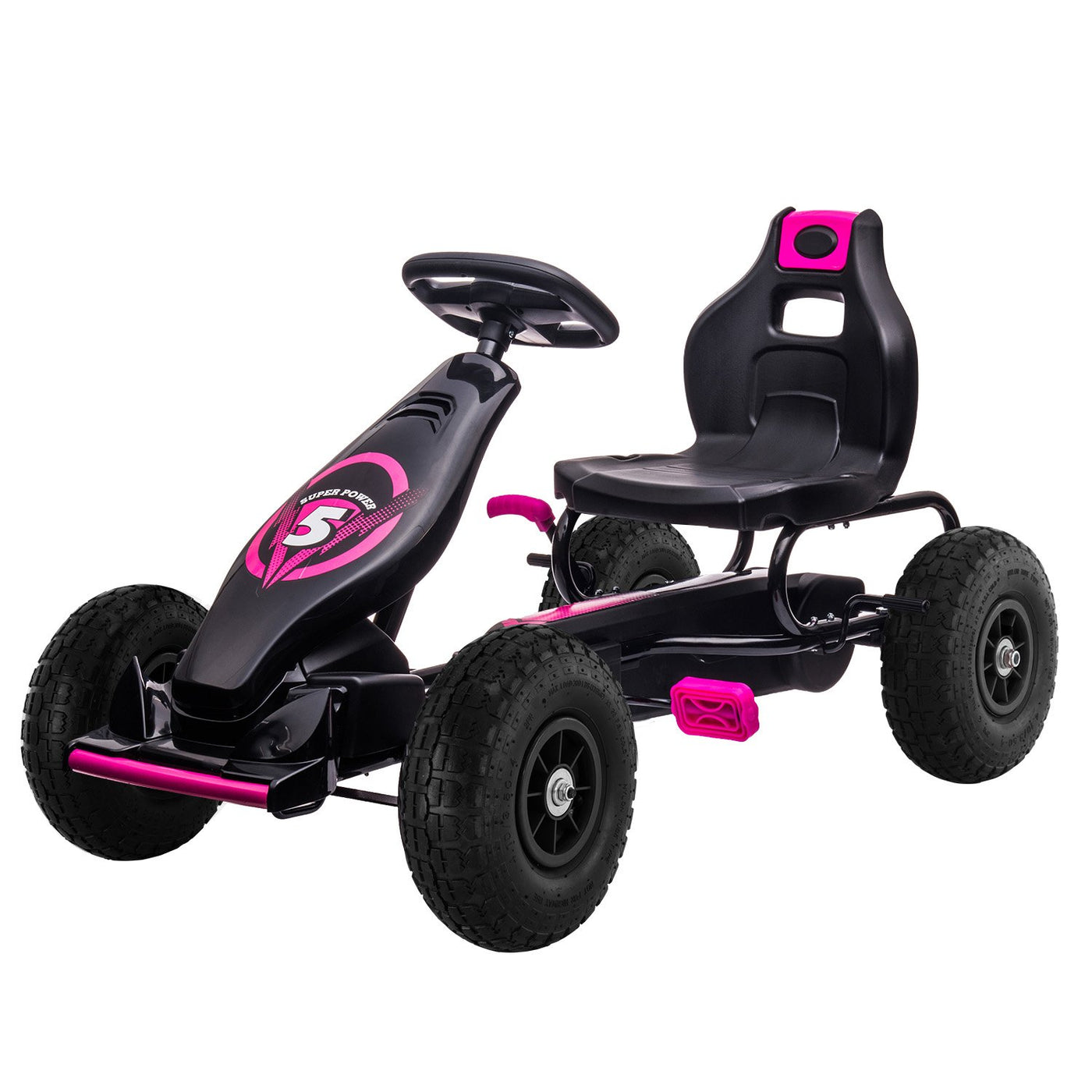 Kids Ride On Pedal Go Kart - Rose Pink