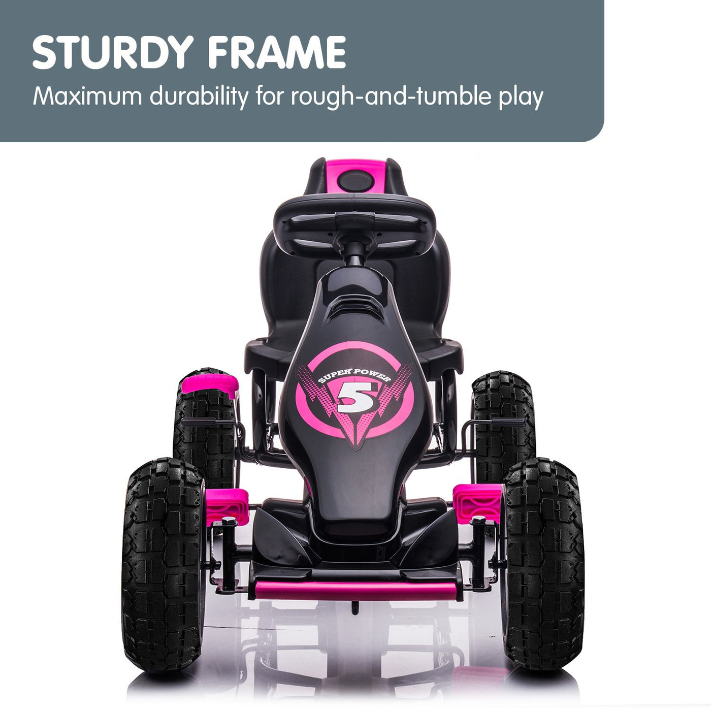 Kids Ride On Pedal Go Kart - Rose Pink