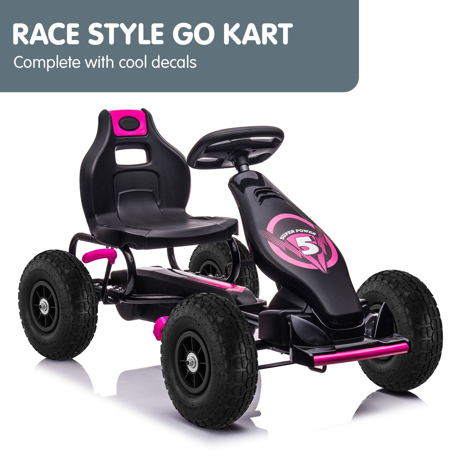 Kids Ride On Pedal Go Kart - Rose Pink