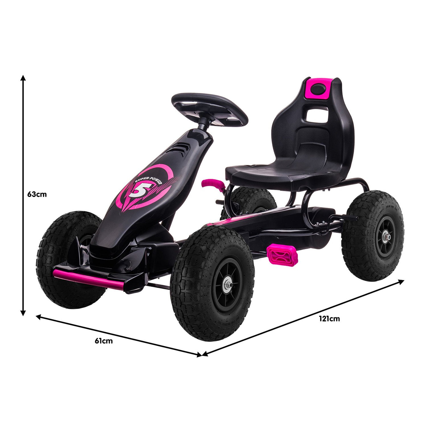 Kids Ride On Pedal Go Kart - Rose Pink
